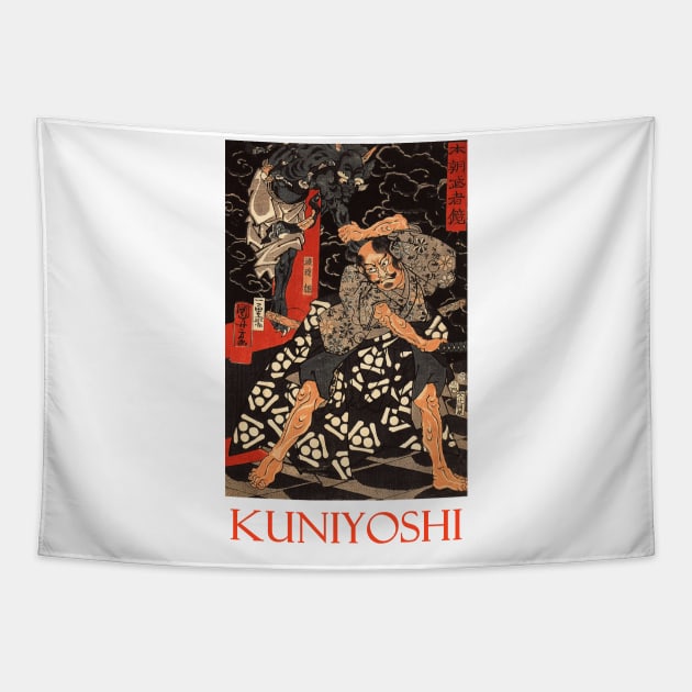 Watanabe Tsuna Fighting the Demon by Utagawa Kuniyoshi Tapestry by Naves