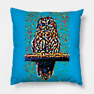 Toot Sweet On Blue - Image Of An Owl On A Perch Pillow