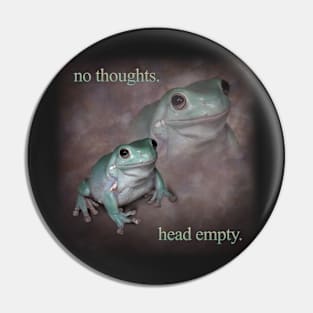 no thoughts head empty frog retro word art meme Pin