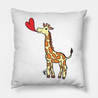 Giraffe with Heart Balloon. Pillow