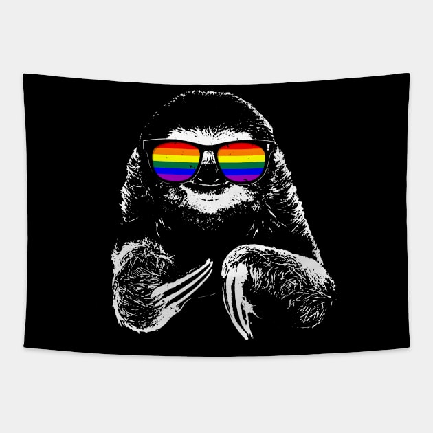 Pride Sloth LGBTQ Rainbow Flag Sunglasses Tapestry by wheedesign