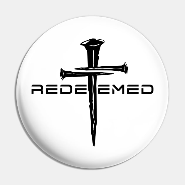 Redeemed Black 3 Nail Cross, Unisex Christian Cotton T-Shirt, Stylish Black Imagery, Trendy Spiritual Shirt, Christian Apparel, Comy, Soft Pin by Yendarg Productions