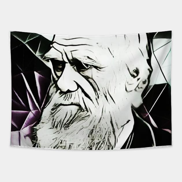 Charles Darwin Black and White Portrait | Charles Darwin Artwork 4 Tapestry by JustLit