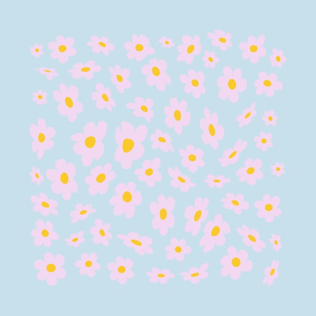 Floating Flower Power Daisies on lilac by lucybrownlane