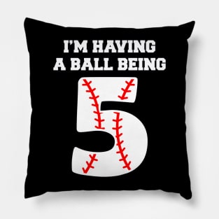 Kids 5 Year Old Baseball 5th Birthday Pillow