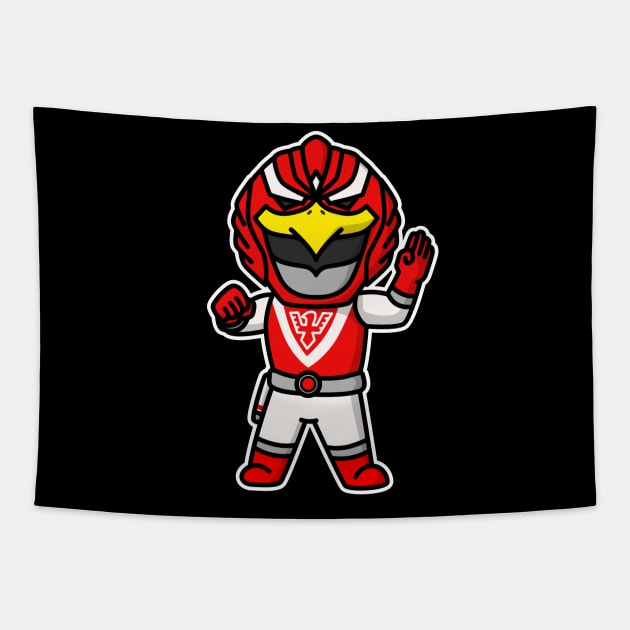 Red Falcon Choujuu Sentai Liveman Chibi Style Kawaii Tapestry by The Toku Verse