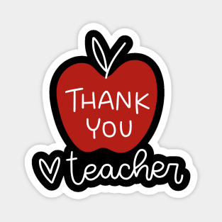 Thank you teacher red apple design. Gratitude message. Magnet