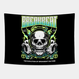 BREAKBEAT  - The Evoultion Skull (lime/teal) Tapestry