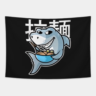 Shark Ramen Bowl Kawaii Neko Anime Japanese Noodles design Tapestry