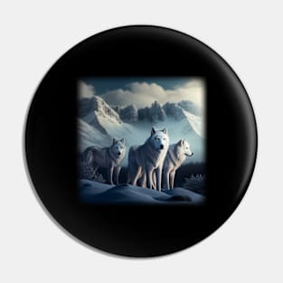 Wolves Wolf White Snow Mountains Pin