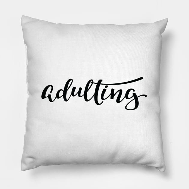 Adulting Adultish Adult Words Millennials Use Script Pillow by ProjectX23Red