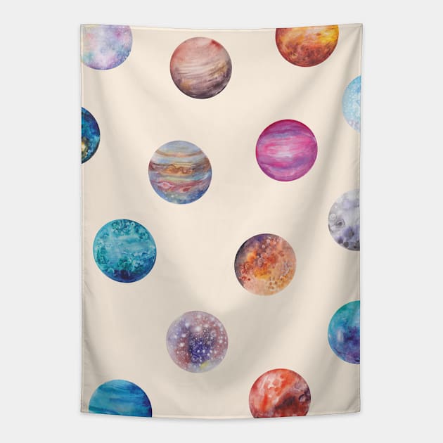 Cute naive simple Planet patterns Tapestry by NJORDUR