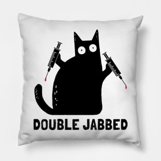 Cat With Syringes, Double Jabbed, Fully Vaccinated Pillow