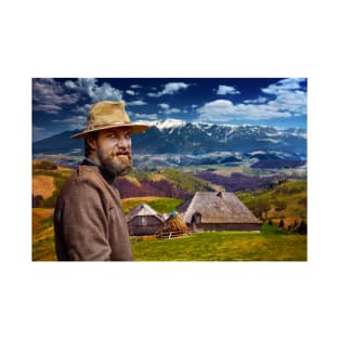 Bearded farmer by his house in the mountain T-Shirt