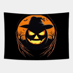 Cute scary pumpkin outline Tapestry