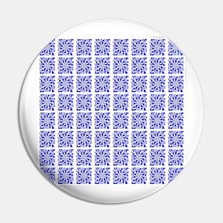 Blue and White Zebra Kaleidoscope Pattern Pin