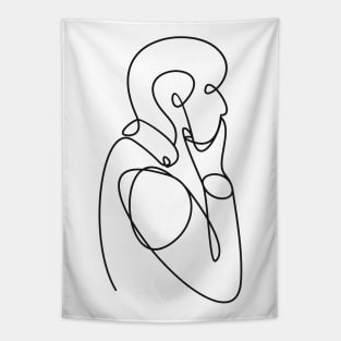 Man Line Art Tapestry