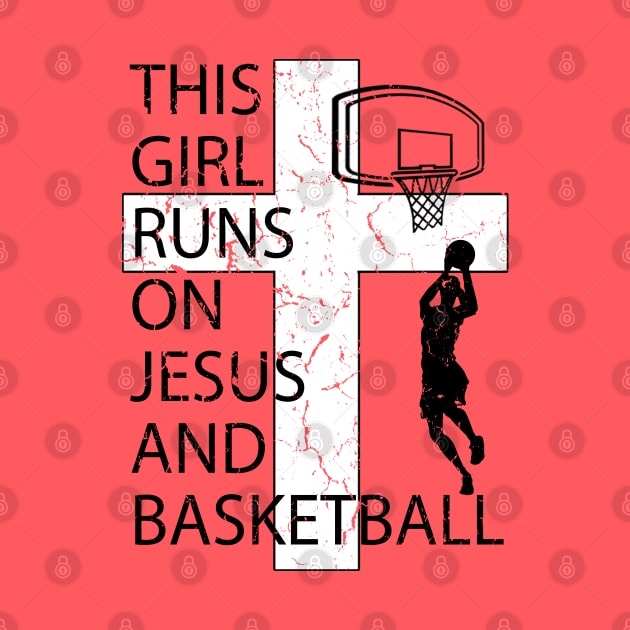 Women's Girl's Basketball Christian Jesus and Basketball Cross In Jesus Name by TeeCreations