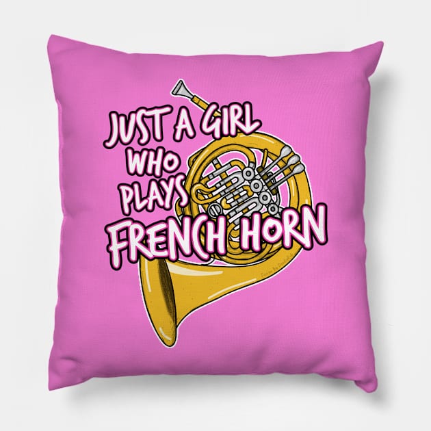 Just A Girl Who Plays French Horn Female Hornist Pillow by doodlerob