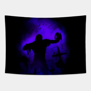 Graveyard Zombie Attack! Halloween Gift Tapestry