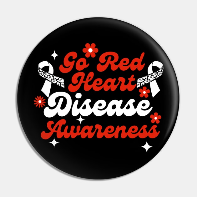 Go Red Heart Disease Awareness CHD Womens February Wear Red Pin by click2print