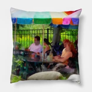 Cold Springs NY - Under the Colorful Umbrellas Pillow