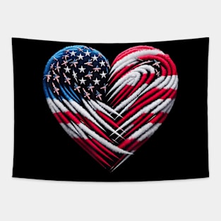 Fighter Jet Airplane American Flag Heart 4Th Of July Tapestry