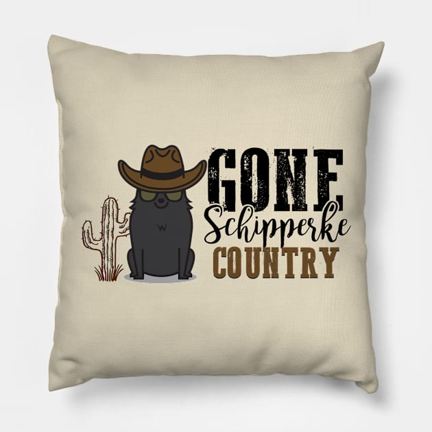 Gone Schipperke Country Pillow by The Heidaway Art Designs