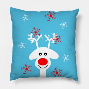 WHITE Christmas Reindeer Pillow