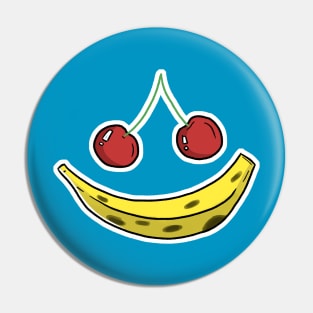 Banana Cherry Smiley Face Pin