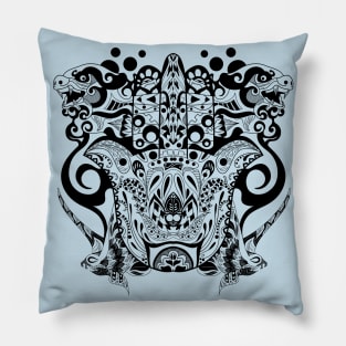 hand of the monsters in mantra mandala pattern ecopop Pillow