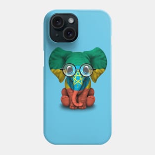 Baby Elephant with Glasses and Ethiopian Flag Phone Case