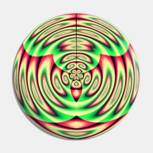 Abstract Red Green Yellow Ornamental Circle Design Pin