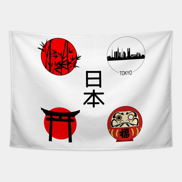 Japan symbols Tapestry by Nezumi1998