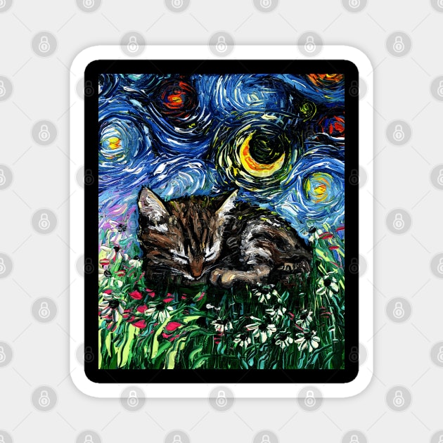 Sleepy Tabby Kitten Night Magnet by sagittariusgallery