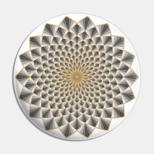 Gold, Black and White Optical illusion Mandala Pin