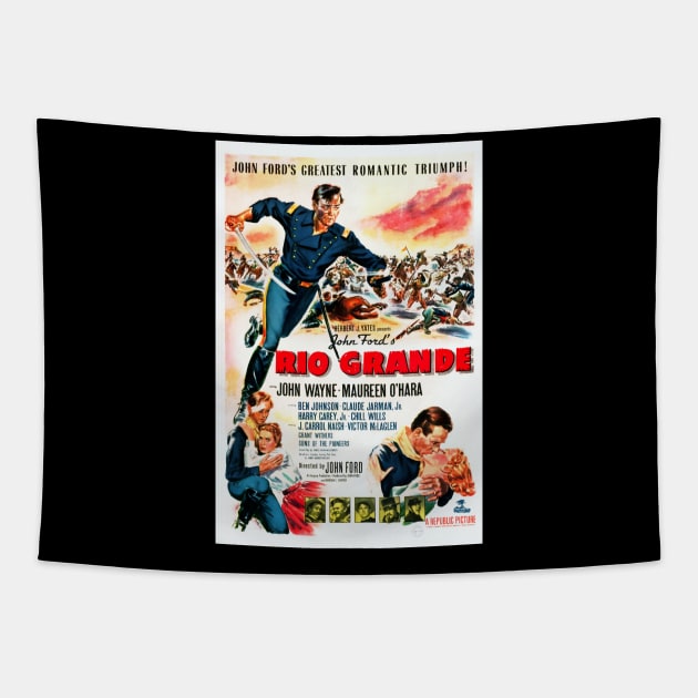 Restored Old Hollywood Western Rio Grande Movie Starring John Wayne Tapestry by vintageposterco