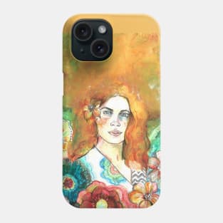 Red Hair and Flowers Phone Case