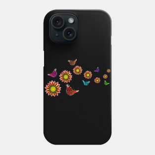 blooming garden, colorful butterflies Phone Case