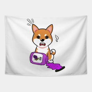 Funny orange dog spilled grape jam Tapestry