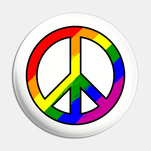 Rainbow Peace Sign LGBTQ Pride Flag Pin by TextTees