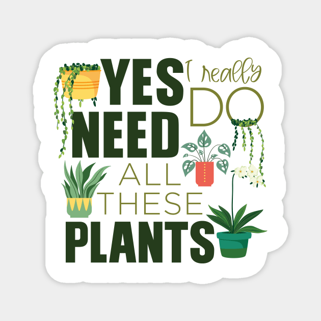 Plant Lover Plant Lady Plant Mom Pot Head Funny Magnet by Suchmugs