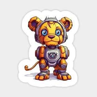 Cartoon lion robots. T-Shirt, Sticker. Magnet