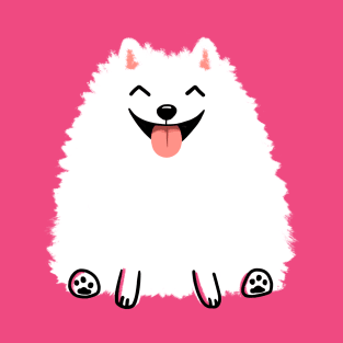 Cute White Pomeranian Cartoon Dog T-Shirt