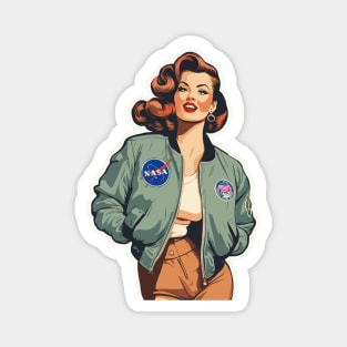 NASA Bombshell Patch Bomber Pin Up Girl Magnet