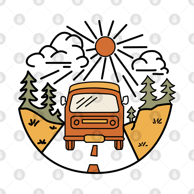 Retro Vintage Camper Van Graphic Illustration by StreetDesigns