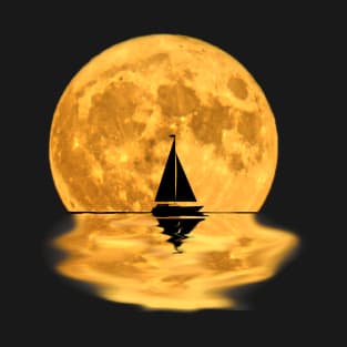 Sailboat night cruise boating sailing full moon T-Shirt