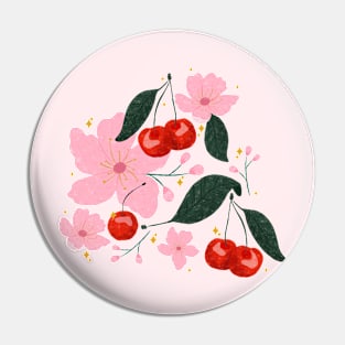 Sparkly Cherries and Cherry Blossoms Pin