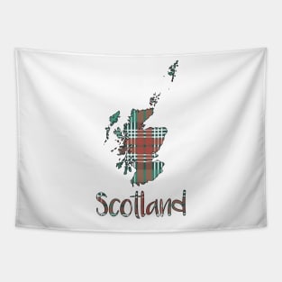 Scotland Christmas Tartan Map Typography Design Tapestry