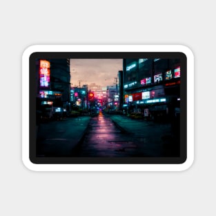 Tokyo City Street View With Neon signs / Tokyo, Japan Magnet